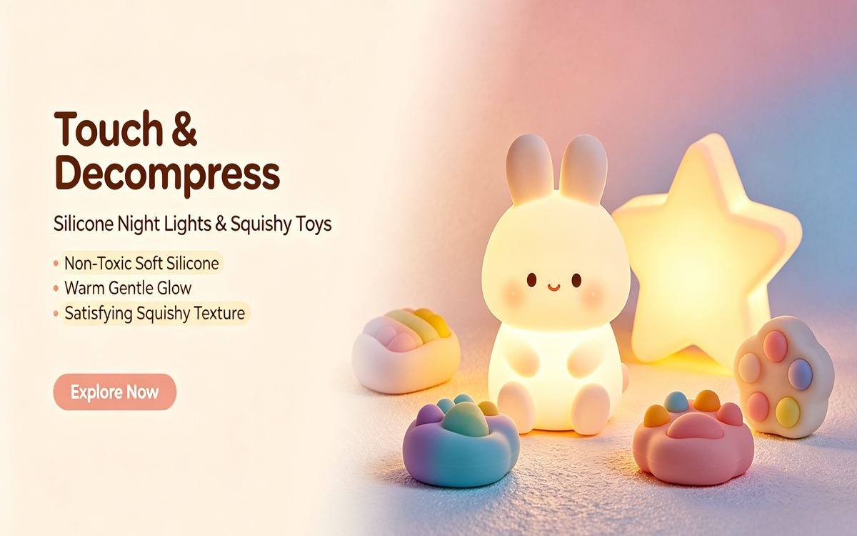 Creative silicone toys, night lights and charms with vibrant colors